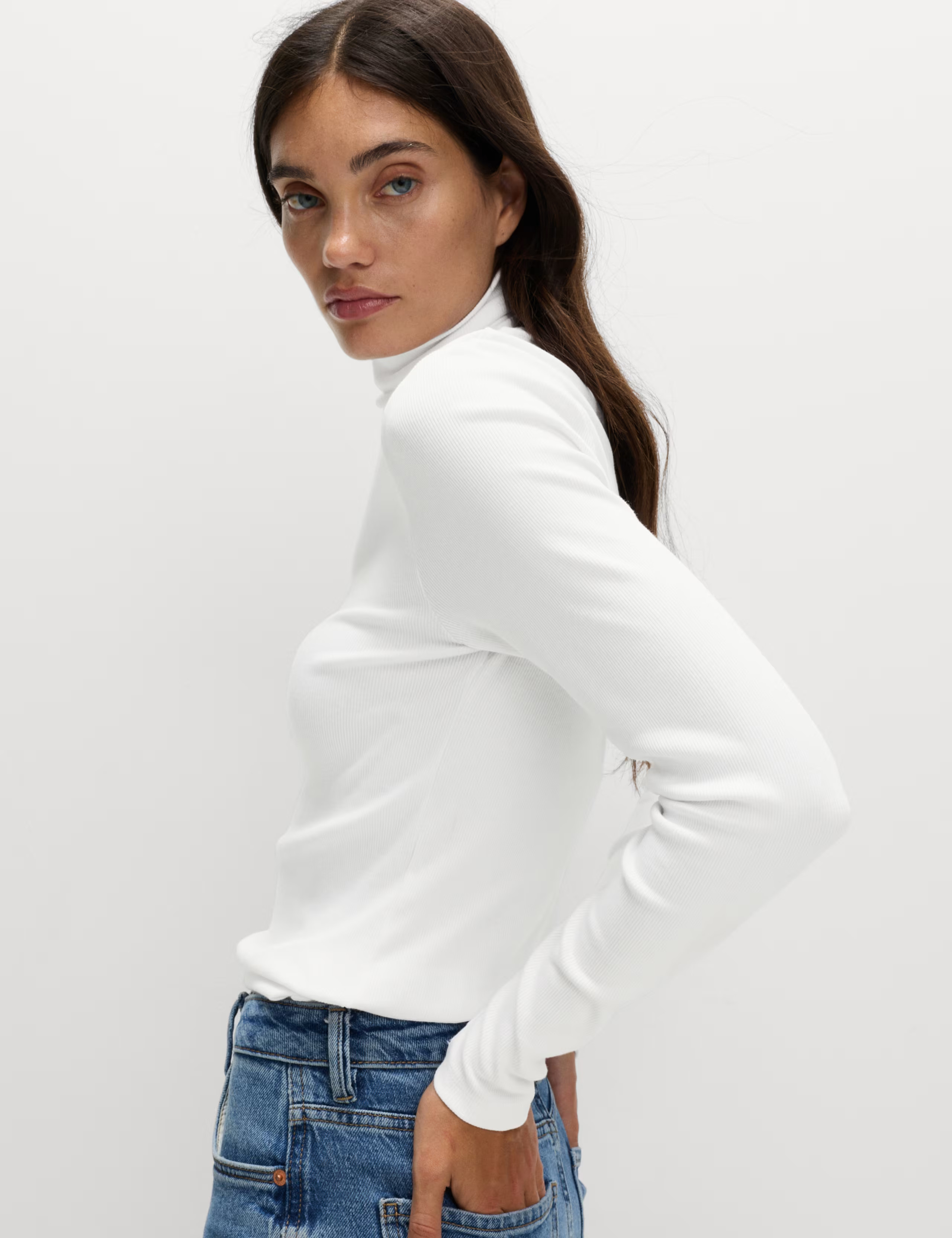 Cotton Rich Ribbed Funnel Neck Top | Marks & Spencer (UK)