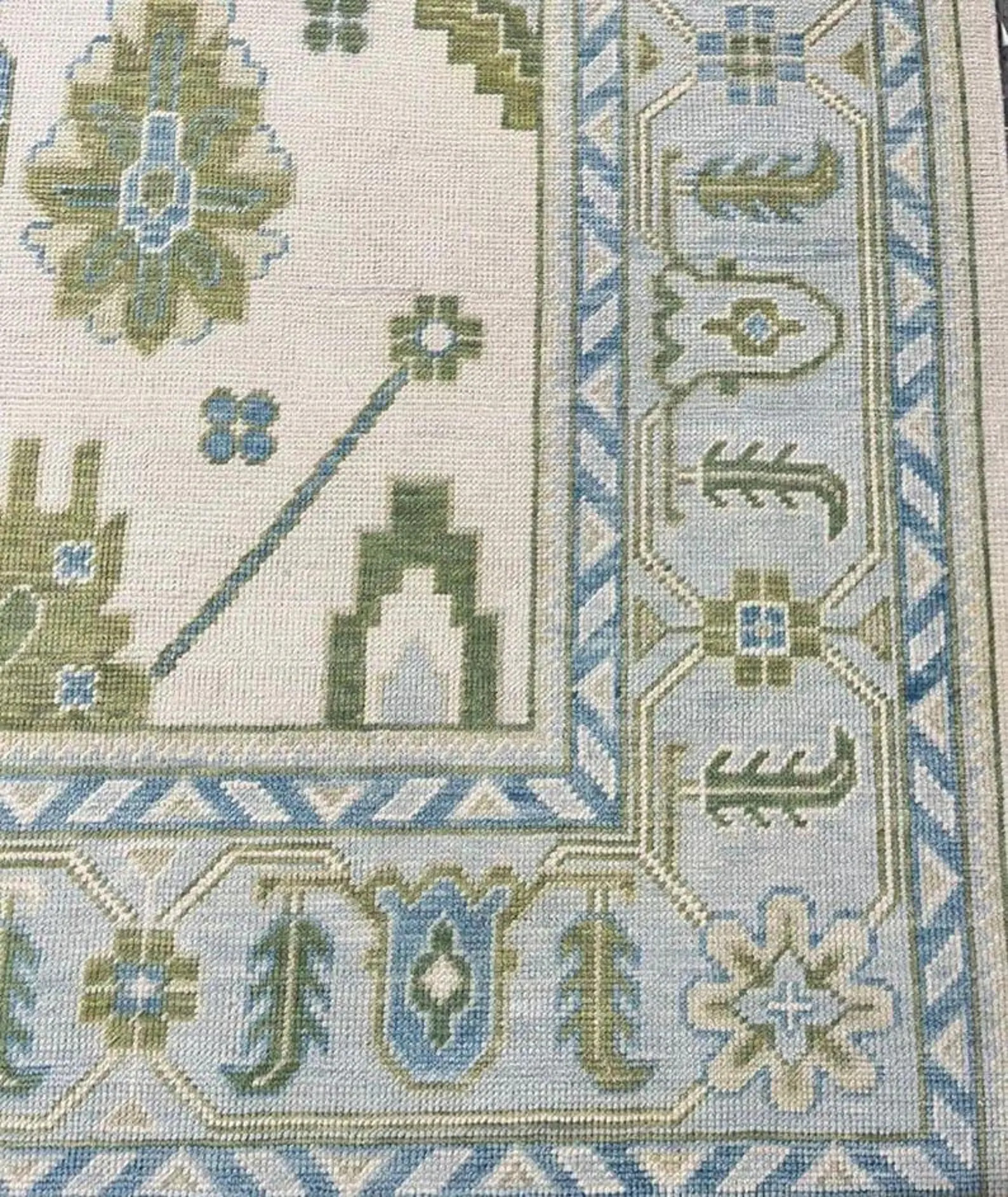 Handmade Wool Oushak Rug | Light Blue, Green Turkish Carpet | Etsy (Global)