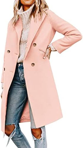 Yousify Womens Notched Lapel Collar Double Breasted Pea Coat Winter Wool Blend Over Coats Long Ja... | Amazon (US)