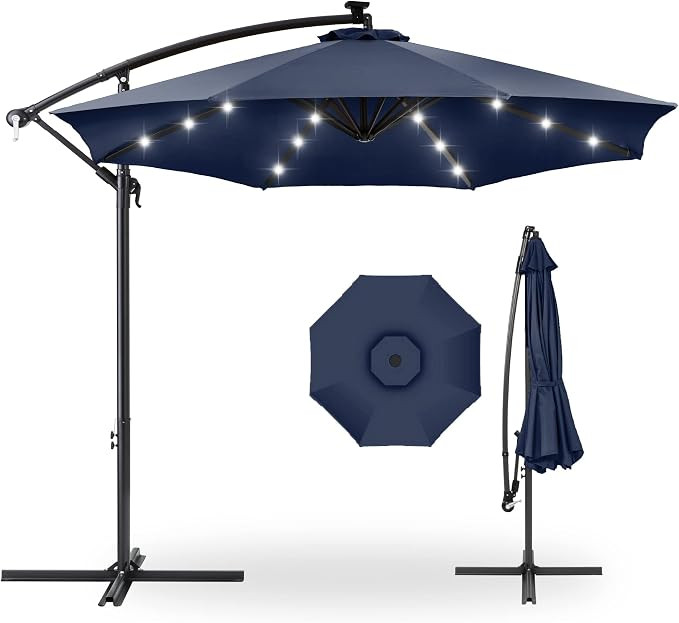 Best Choice Products 10ft Solar LED Offset Hanging Market Patio Umbrella for Backyard, Poolside, ... | Amazon (US)