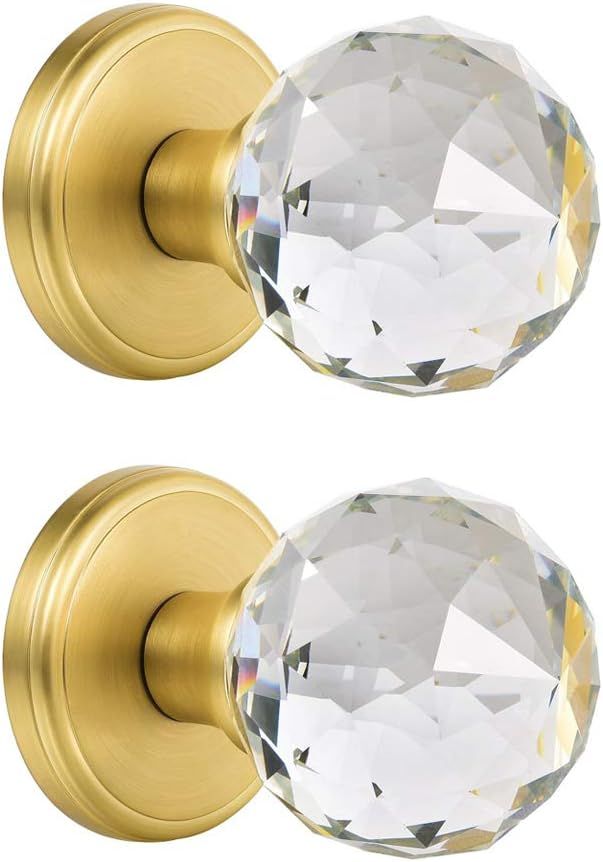 CLCTK 2 Pack Crystal Glass Dummy Door Knobs, Inactive Round Half-Dummy Door Knob Set, Single Side... | Amazon (US)