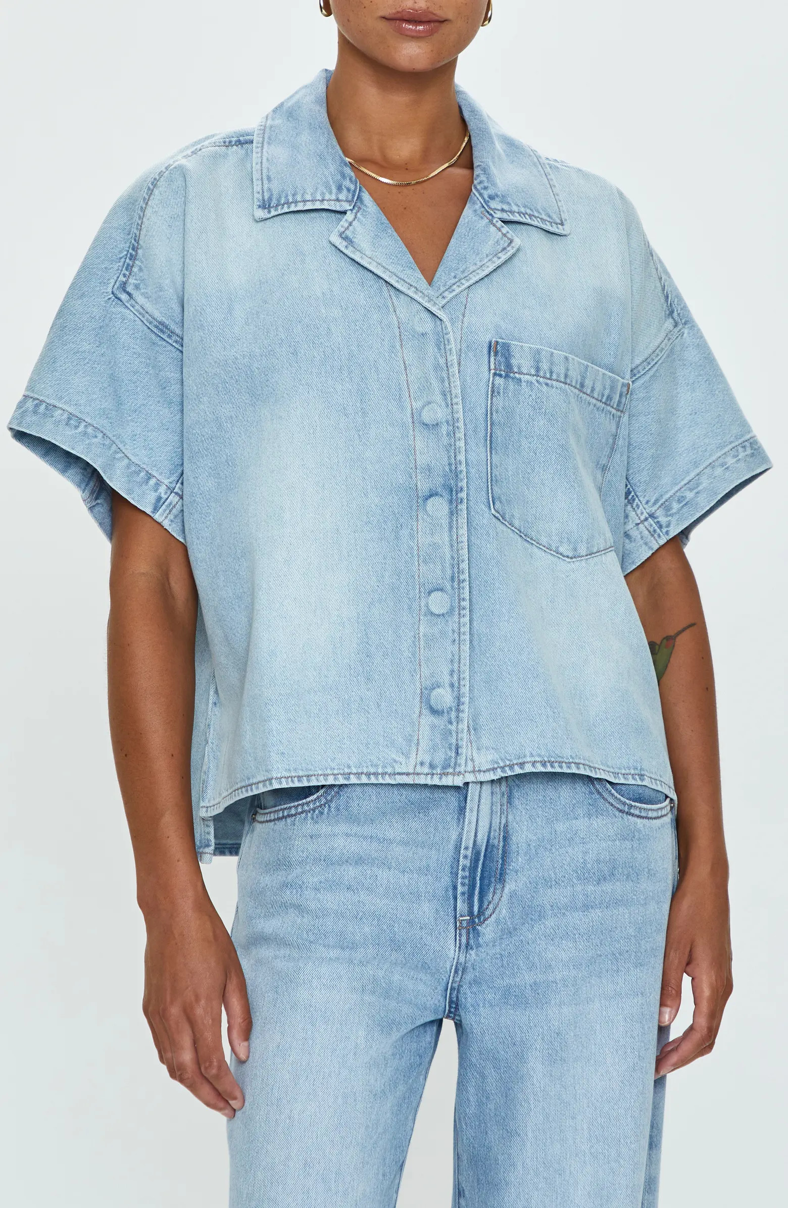 Della Denim Snap-Up Shirt | Nordstrom