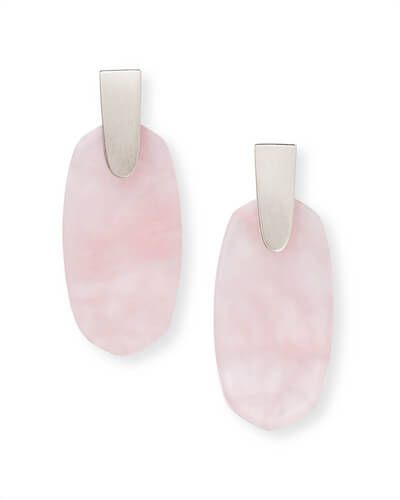 Aragon Silver Drop Earrings in Rose Quartz | Kendra Scott