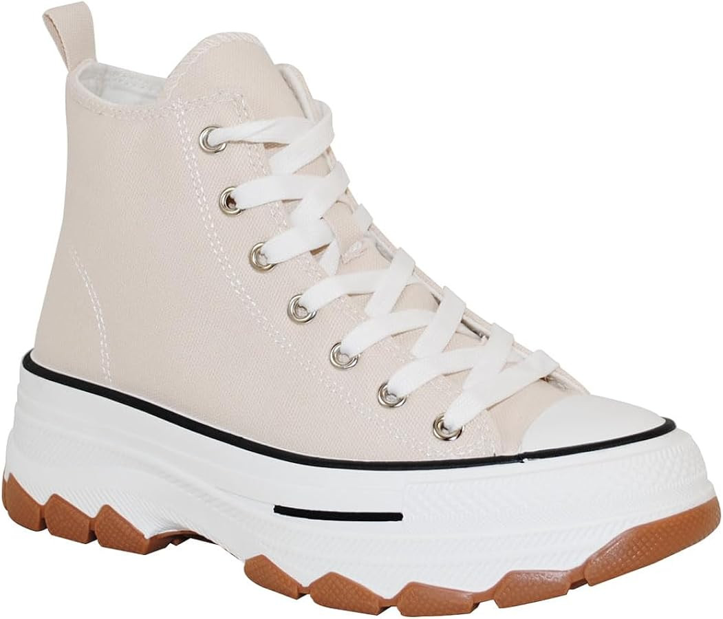 TRENDSUP 2-Inch Height Platform Lace-Up Canvas Sneakers - Fashionable, Comfortable, Durable, and ... | Amazon (US)