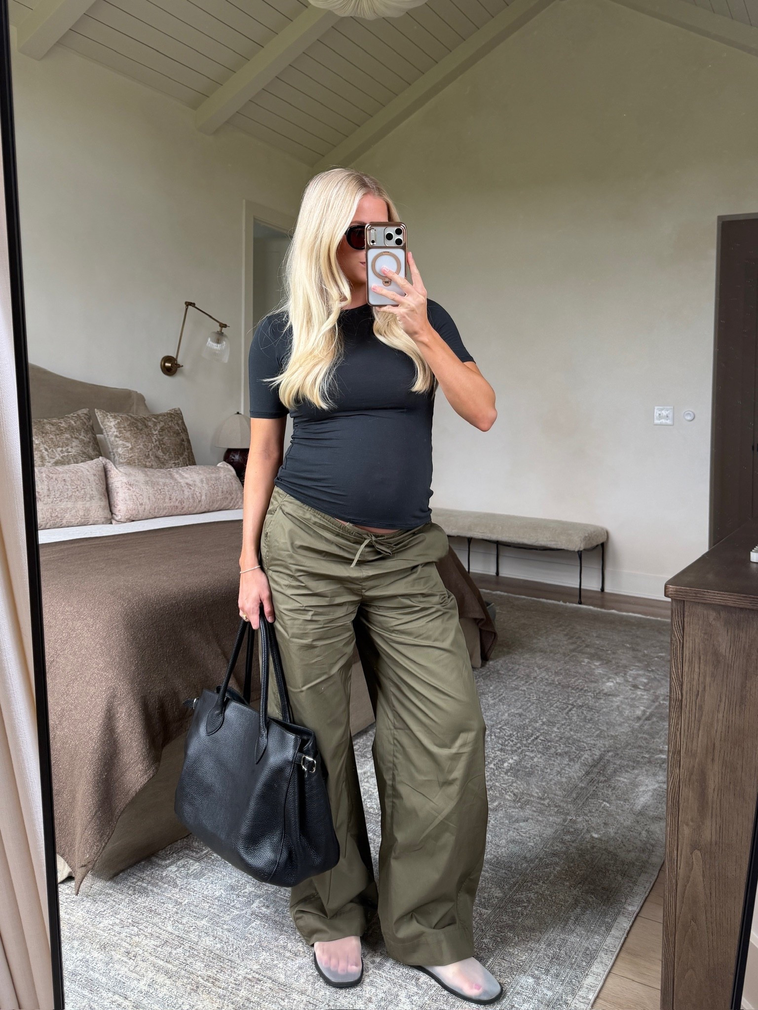 Wearing a medium in tee, small in pants, shoes are tts (linked similar), exact color bag sold out - linked different color along with similar! #kathleenpost

Casual spring outfit, spring chic look, spring transition, spring outfits 2026, bump friendly, maternity look

#LTKBump #LTKootd #LTKSeasonal