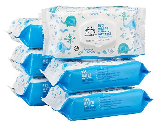 Amazon Brand - Mama Bear 99% Water Baby Wipes, Hypoallergenic, Fragrance Free,72 Count (Pack of 6) | Amazon (US)
