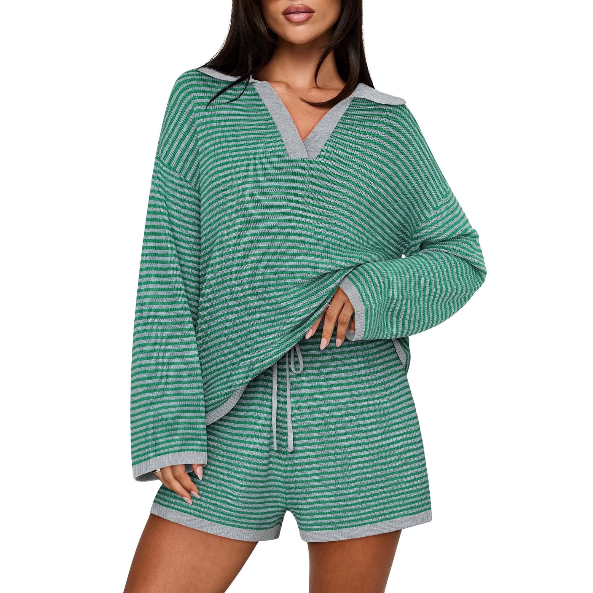Merokeety 2 Piece Lounge Set GreenGrey xl | Walmart (US)