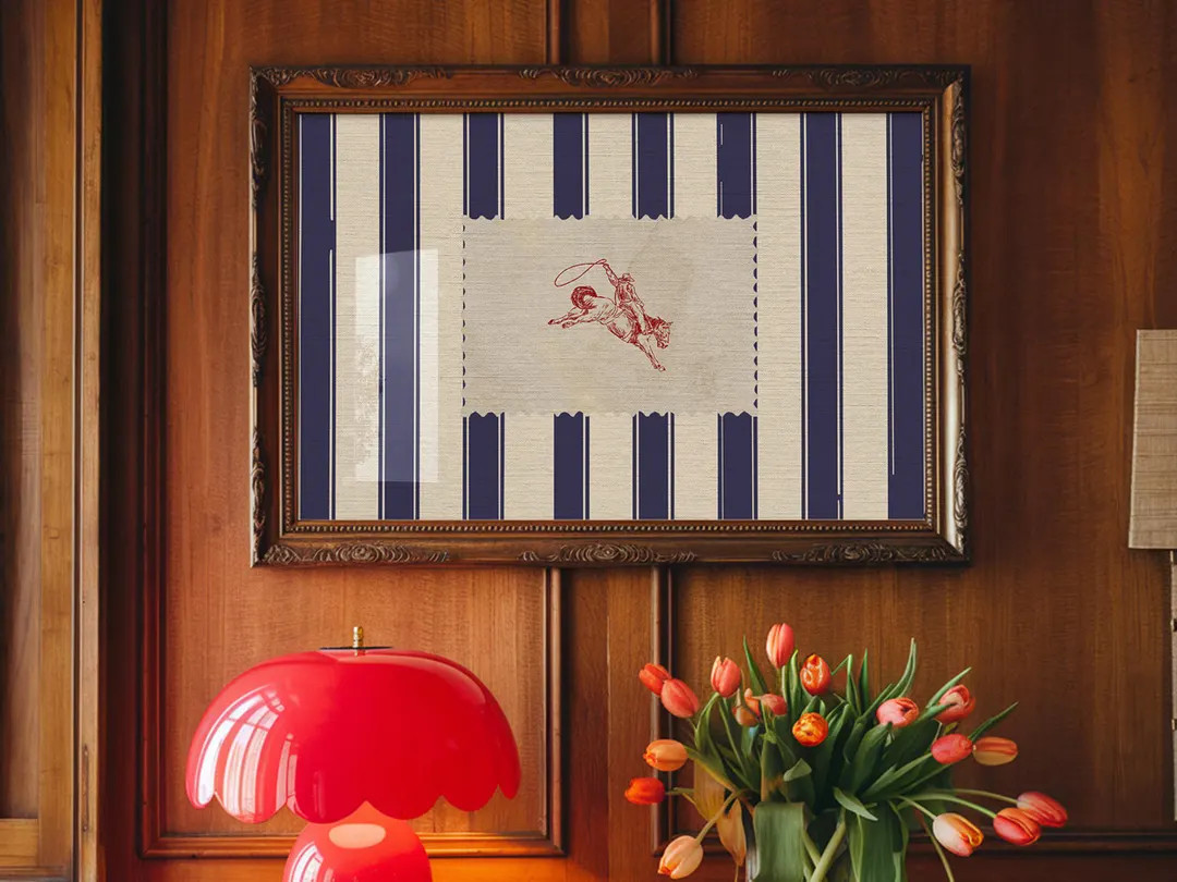 Vintage Striped Rodeo Print Western Bedroom Print Cowboy Wall Art Rustic Mid Century Modern Decor... | Etsy (US)