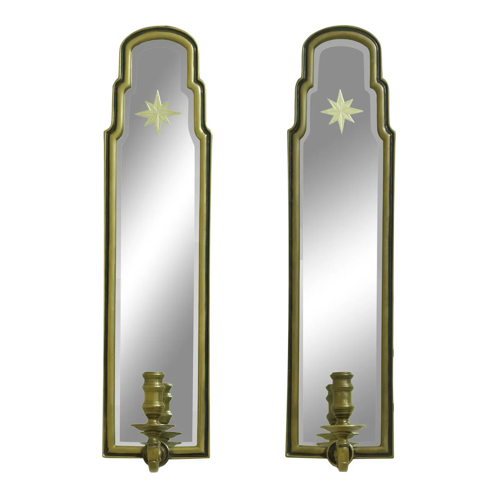 Regency Solid Brass Mirrored Candle Wall Sconces - a Pair | Chairish
