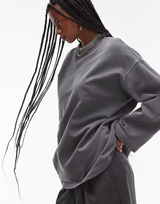 ARKET oversized sweatshirt with wide sleeves in washed black | ASOS (Global)
