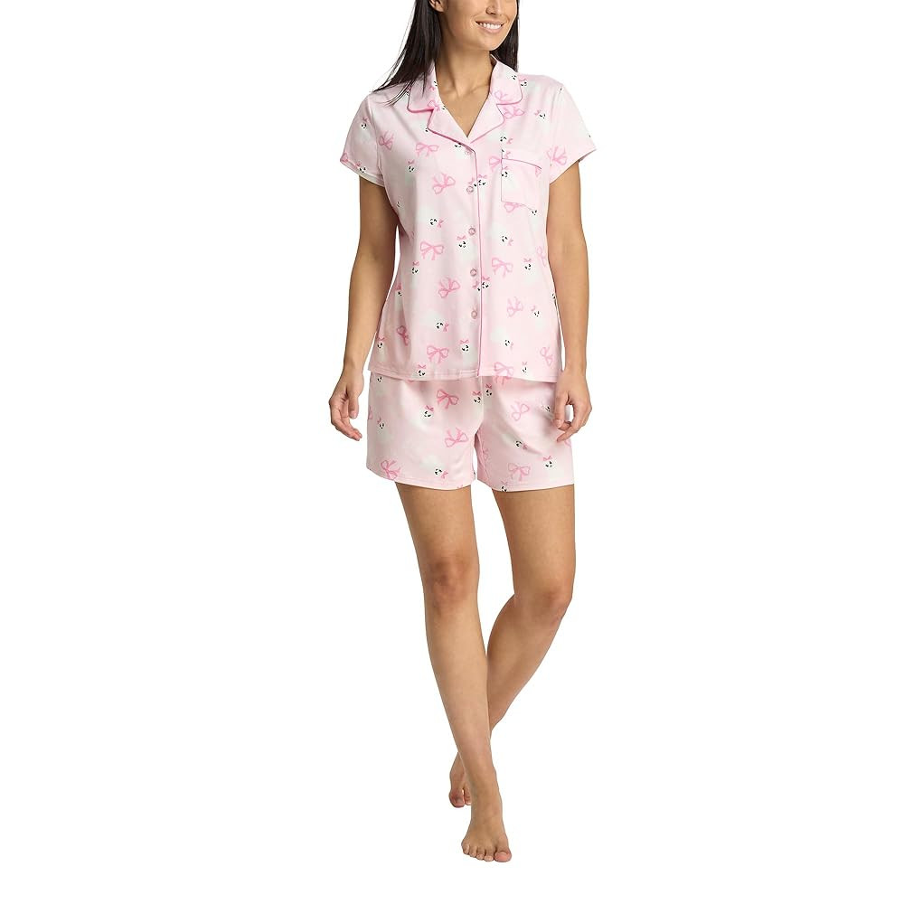 Women's 2 Piece Holiday Pajamas - Soft Short Sleeve Button Down Sleepwear Top and PJ Shorts Loung... | Amazon (US)