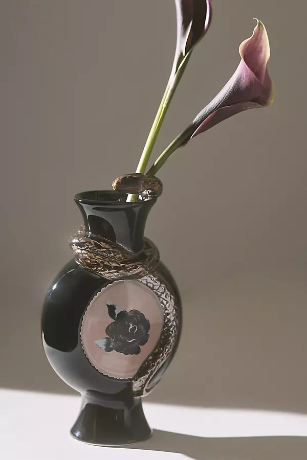 Adelle Gilded Snake Stoneware Vase | Anthropologie (US)