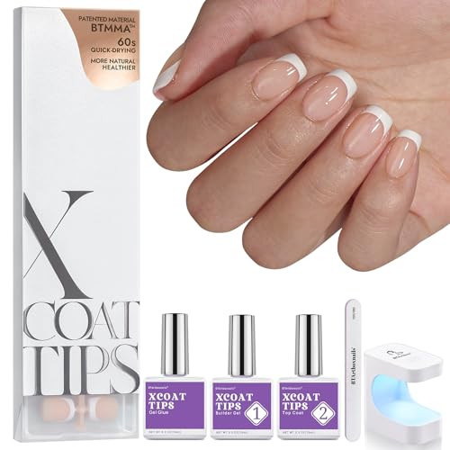 BTArtboxnails Gel Nail Kit - Square French Tip Press on Nails Extra Short Nude Fake Nails Set with Glue Soft Gel Nail Extension Kit Glue Gel Builder Gel and Top Coat with Lamp | Amazon (US)