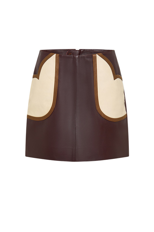 Valerie Leather Mini Skirt in Spliced | Bohemian Traders