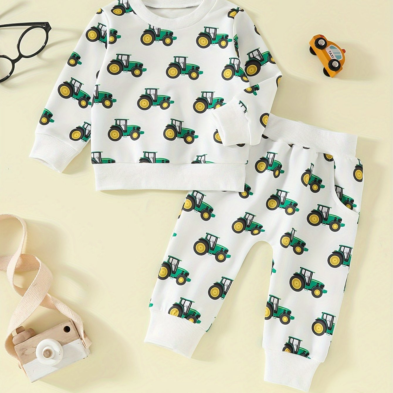 Baby Boys Cartoon Tractor Pattern Cute Outfit Crew Neck - Temu | Temu Affiliate Program