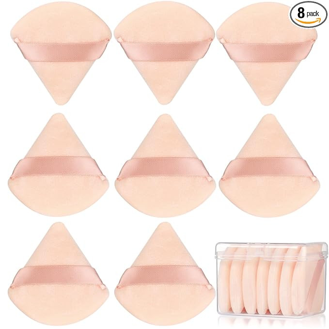 8 Pcs Cotton Powder Puff Face,JASSINS Triangle super soft Both dry and wet Makeup Setting Puff,Fo... | Amazon (US)