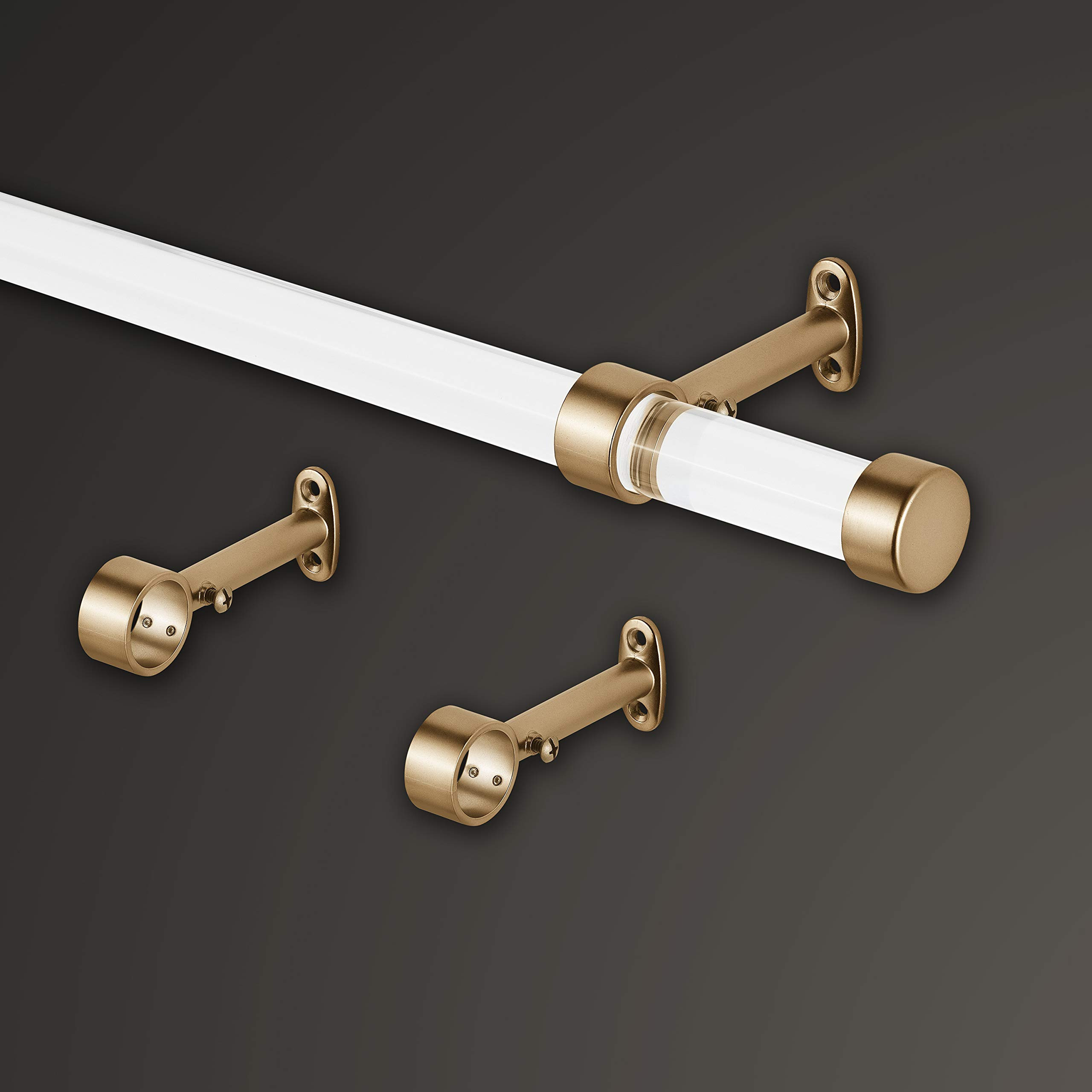 MODE Acrylic Collection 1 1/8" Diameter Curtain Rod Set with End Cap Finials and Luxe Clear Acryl... | Amazon (US)