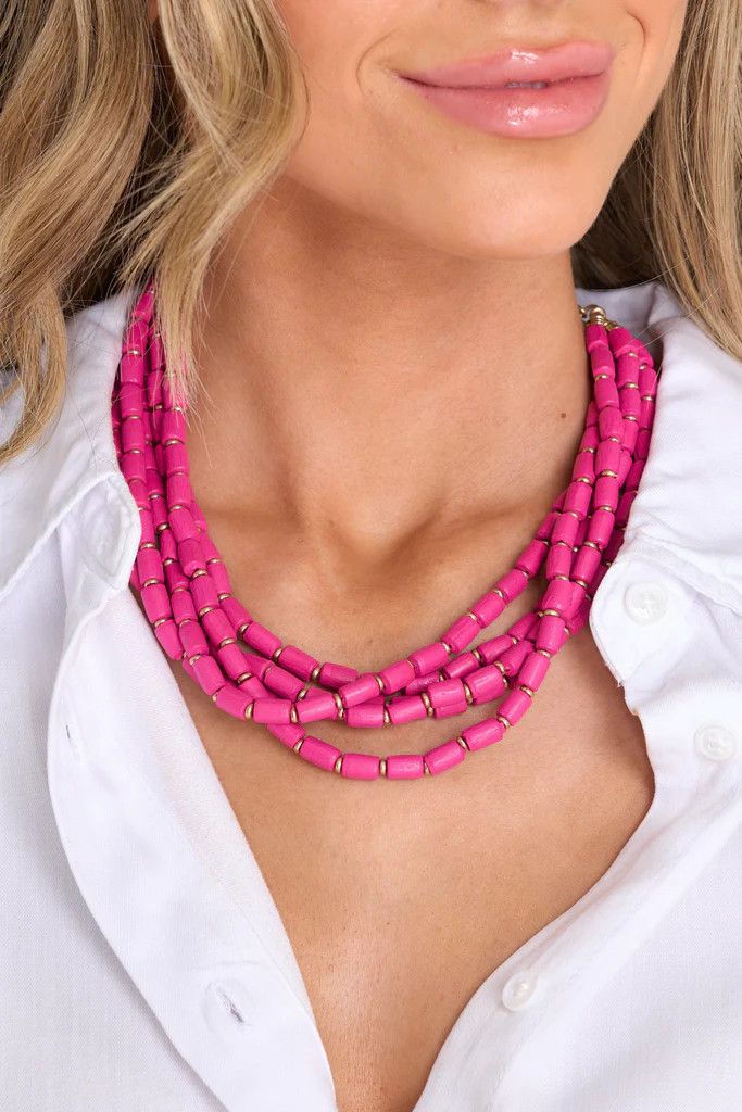 Surely Sweet Fuchsia Layered Necklace | Red Dress 