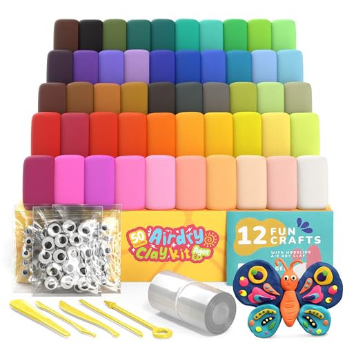 Air Dry Clay for Kids & Adults - Magic Modeling Clay Kit: 50 Vibrant Colors, 100 Googly Eyes, Soft & Safe Material - Creative Fun Arts and Crafts Set | Amazon (US)