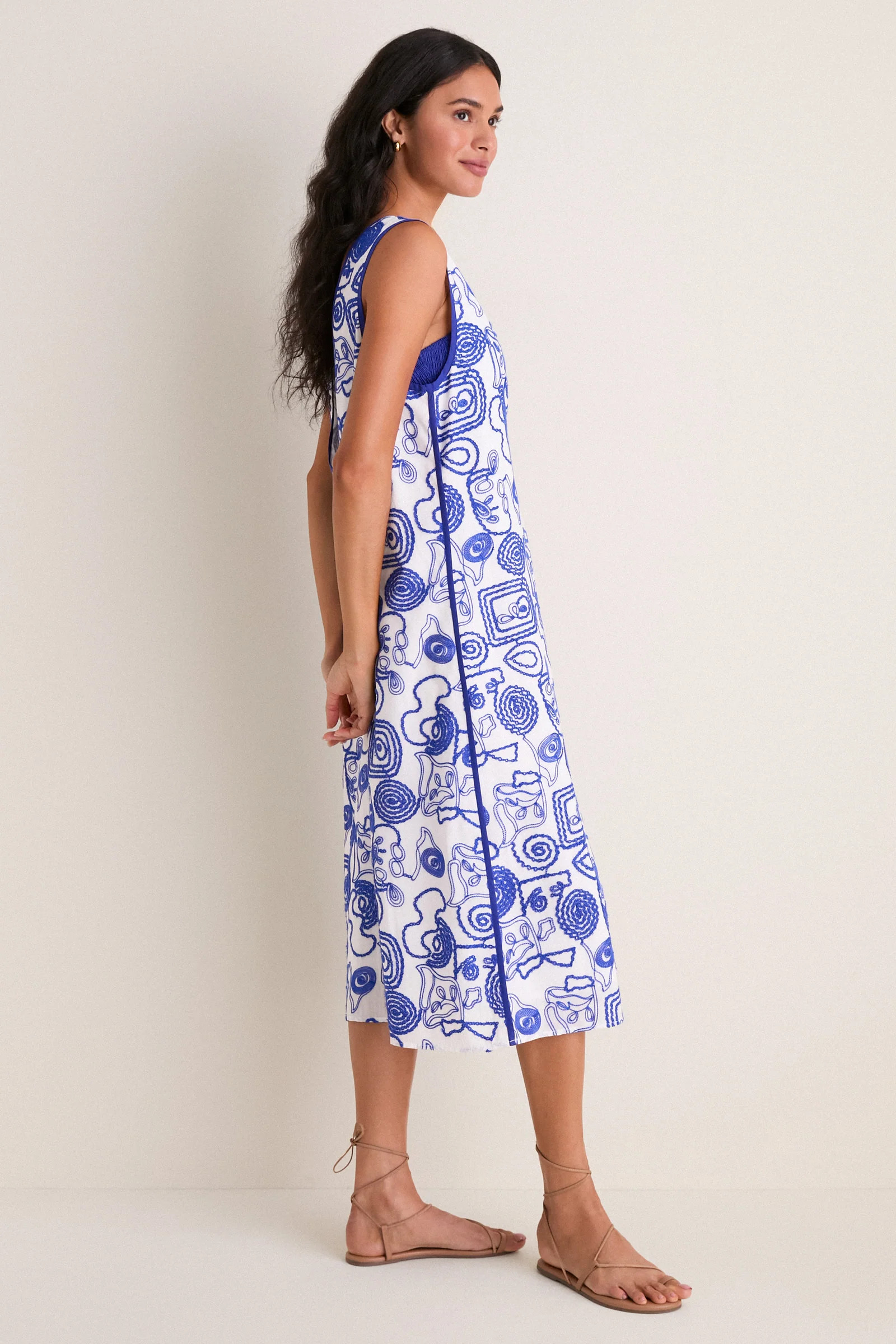 White & Royal Blue Applique Josette Two-Piece Maxi Dress | Tuckernuck (US)