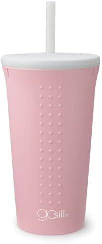 GoSili Silicone Straw Cup with Lid - Millenial Pink, 16oz | Amazon (US)