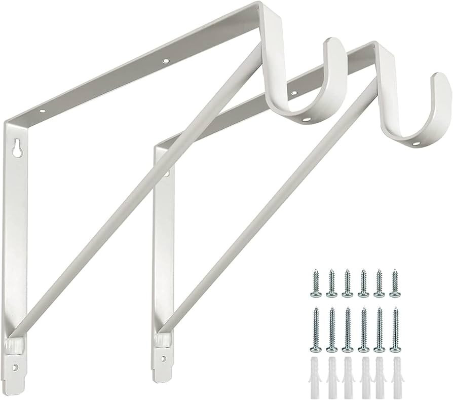 2 Pack Heavy Duty Closet Shelf and Rod Brackets,Shelf Brackets Clothes,Closet Shelves Bracket wit... | Amazon (US)