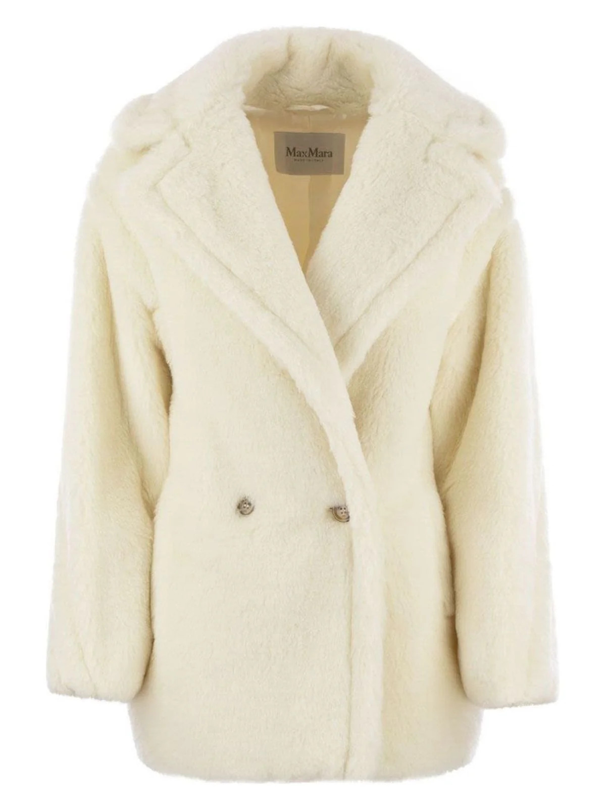 Max Mara Women's Espero - Teddy Fabric Short Coat in White | Size Small | 2411081041600 | LOZURI