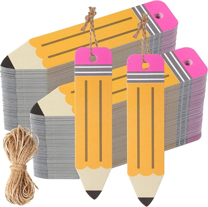 AmazingSpark 120 Pcs Pencil Gift Tags with Hemp Rope Pencil Hanging Back to School DIY Tags for T... | Amazon (US)