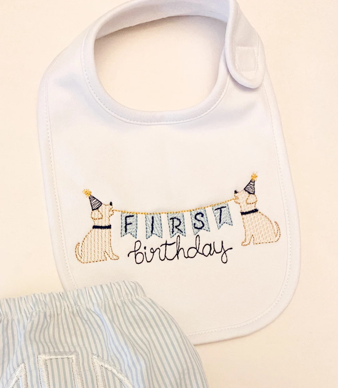 First birthday bib, puppy birthday bib, birthday bib with puppies | Etsy (US)