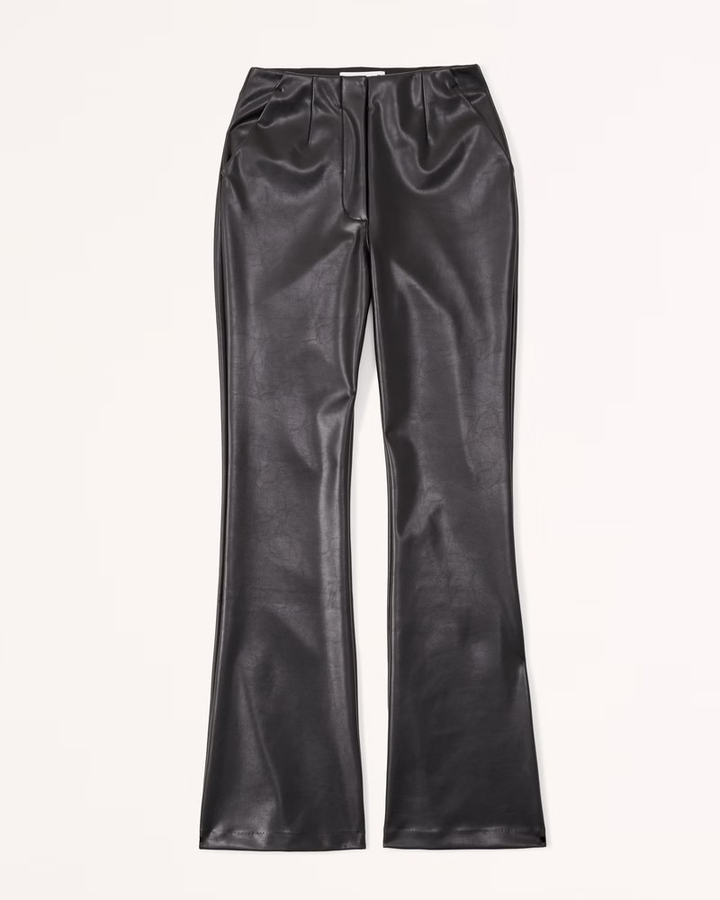 Curve Love Vegan Leather Slim Flare Pant | Abercrombie & Fitch (US)