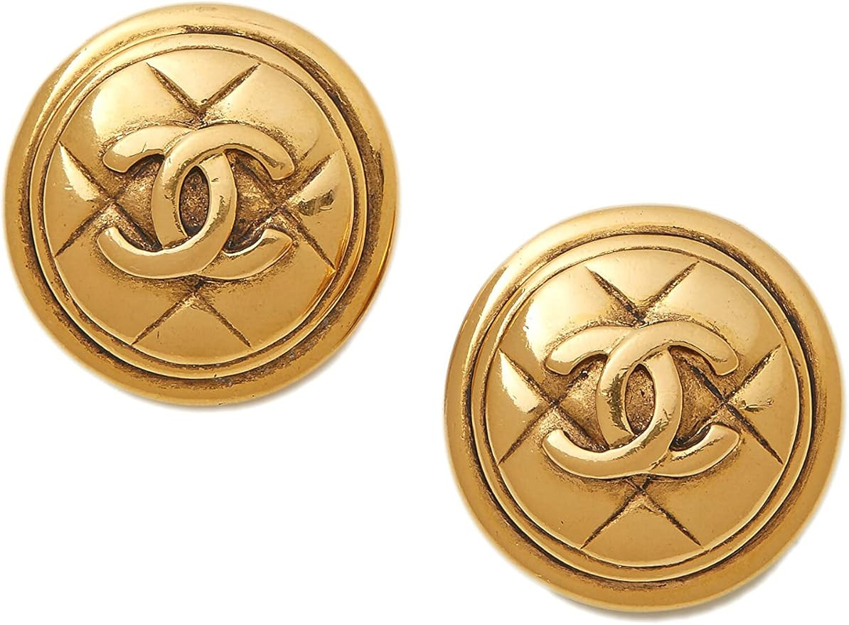 Amazon.com: Chanel, Pre-Loved Gold Quilted Round 'CC' Earrings, Gold : Clothing, Shoes & Jewelry | Amazon (US)
