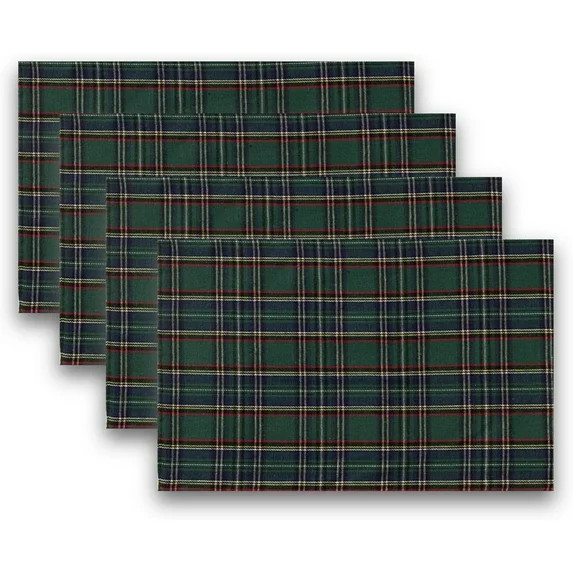 Christmas Plaid Placemats Set of 4, Green Blue Buffalo Checkered Tartan Winter Thanksgiving Xmas ... | Walmart (US)