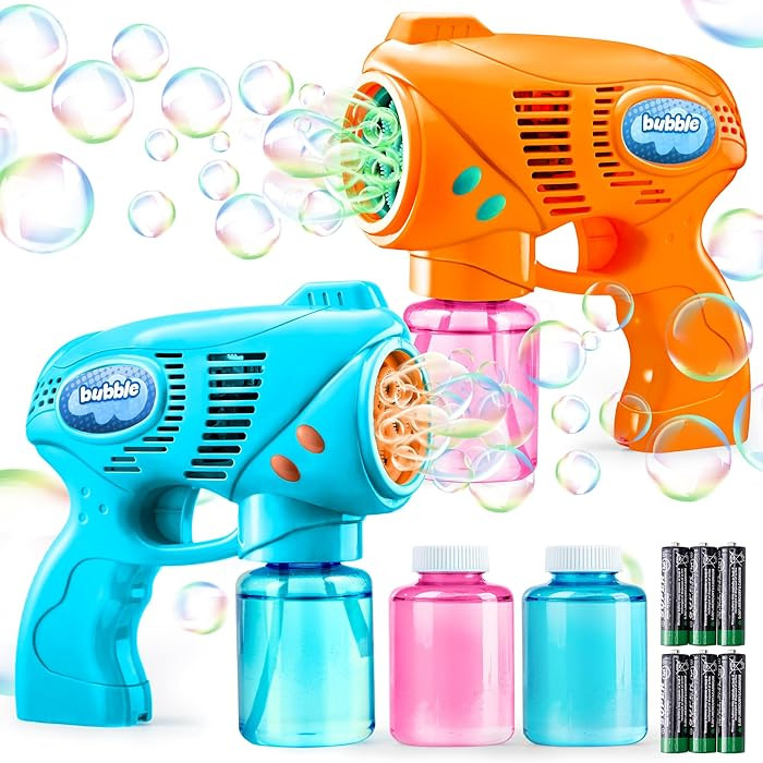 JOYIN 2 Bubble Guns with 2 Refill Solution (10 oz Total), Automatic Bubble Maker Blower Machine f... | Amazon (US)
