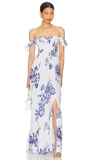 Hollie Maxi Dress in Belize Blue Europe Vacation Dress Italy Vacation Dress Blue Vacation Dress | Revolve Clothing (Global)