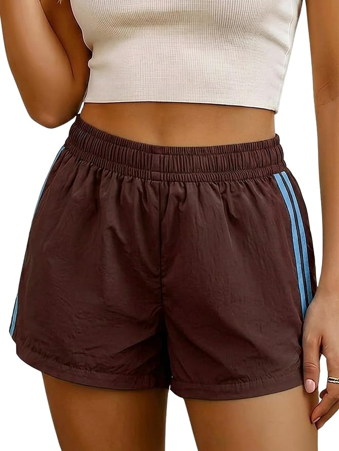MakeMeChic Women's Striped Summer Track Shorts Low Rise Athletic Shorts | Running Shorts, Y2k, Bo... | Amazon (US)