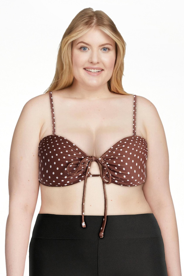 No Boundaries Polka Dot Tie Front Bandeau Bikini Top, Women's XXS-XXL | Walmart (US)