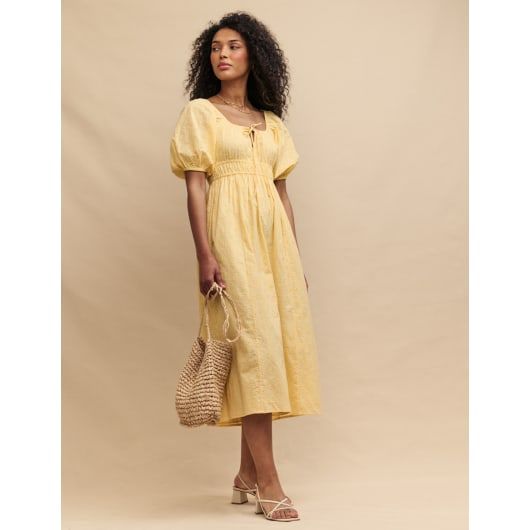 Yellow Broderie Anglaise Evelyn Midi Dress | Nobody's Child