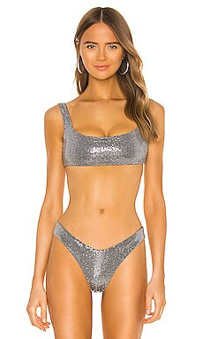 Nookie Carnivale Square Neck Bikini Top in Silver from Revolve.com | Revolve Clothing (Global)