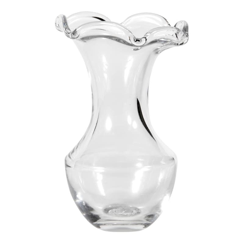 Willow Crossley Clear Glass Ruffle Edge Vase, 5" | At Home