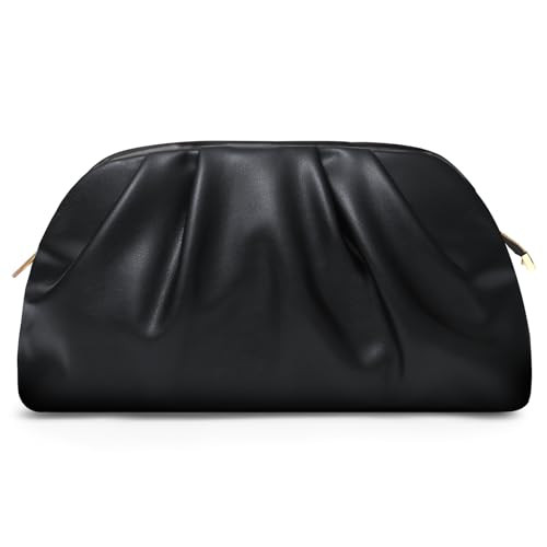 lovyoCoCo Clutch Purse for Women Soft Pleated PU Wedding Clutch, Elegant Evening Bag for Galas, Proms,Cocktail Parties (Black) | Amazon (US)