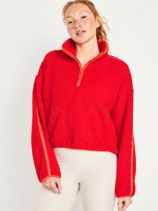 Cropped Sherpa 1/4-Zip Pullover for Women | Old Navy (US)