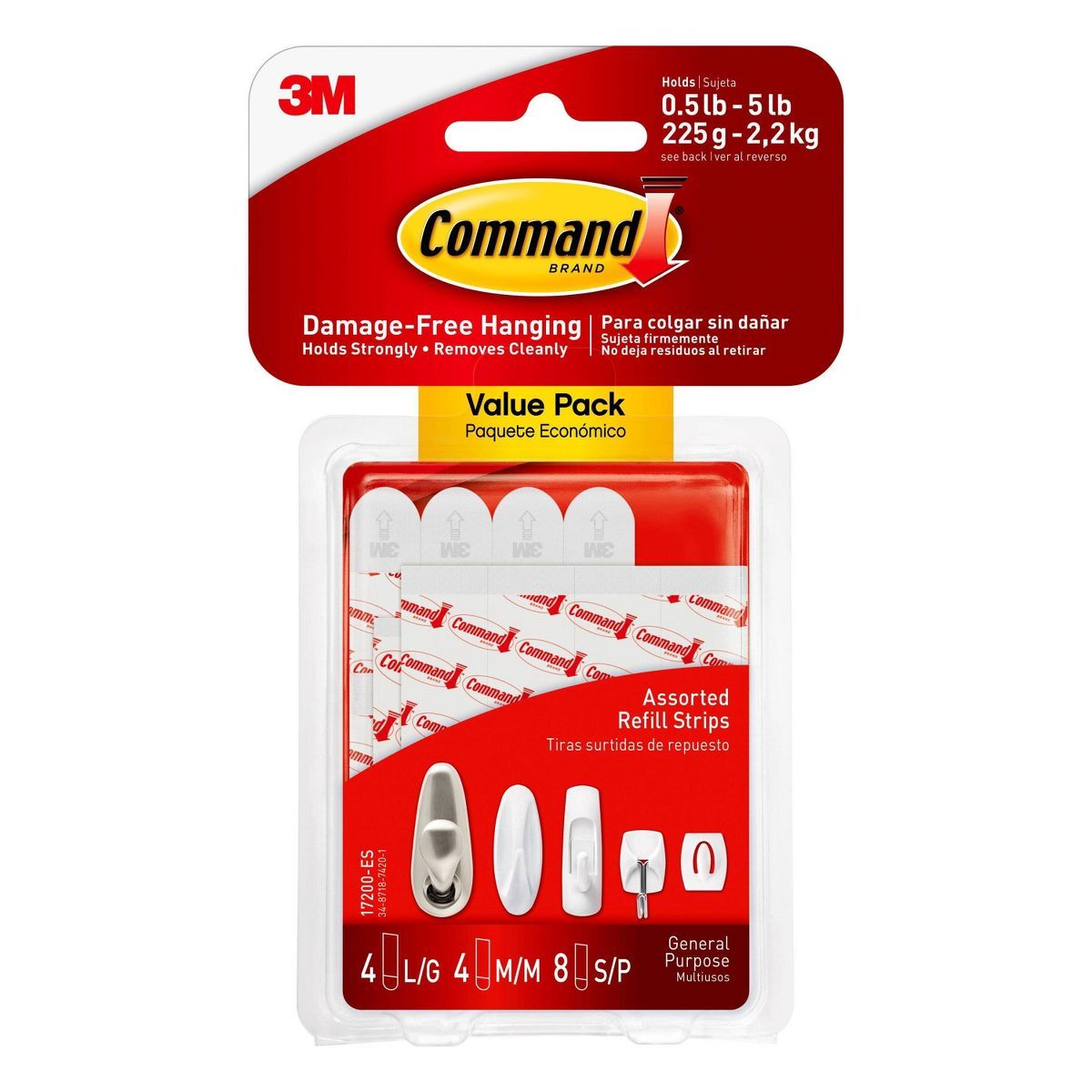 Command Refill Strips (8 Small/4 Medium/4 Large) White | Target