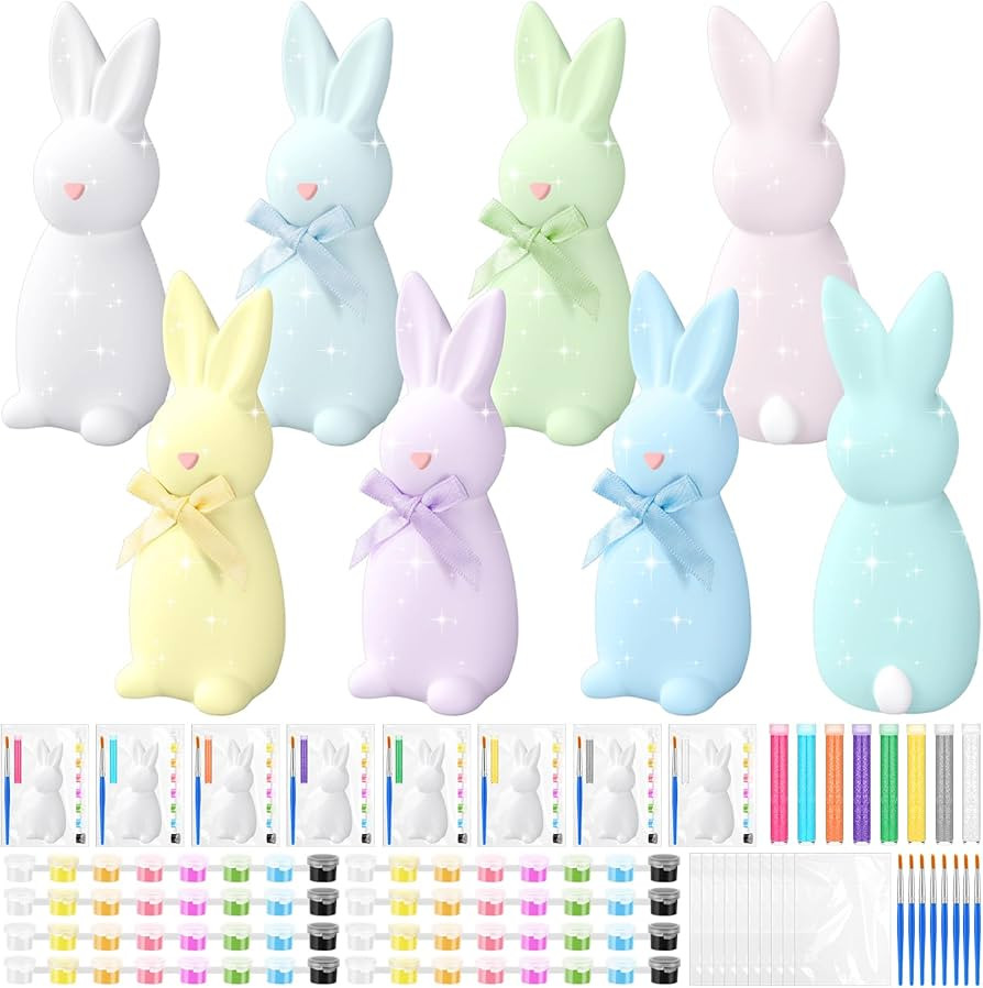 Foilswirl 8 Set Ceramic Easter Bunny DIY Painting Kit Ceramics to Paint Your Own Bunny Statues Un... | Amazon (US)