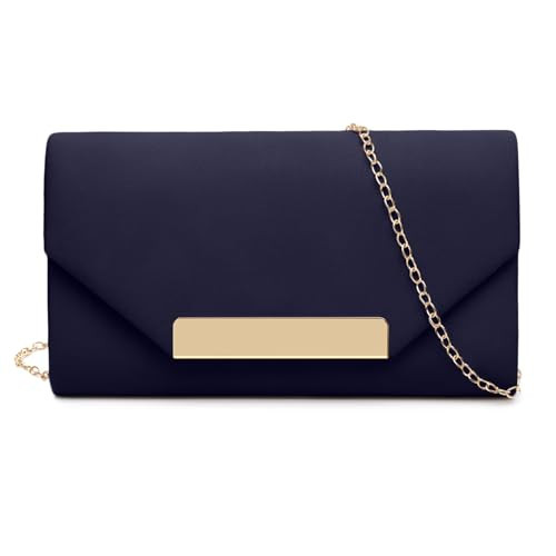 Clutch Purses for Women Evening Bag Faux Suede Formal Party Wedding Cocktail Prom(Navy Blue 2) | Amazon (US)