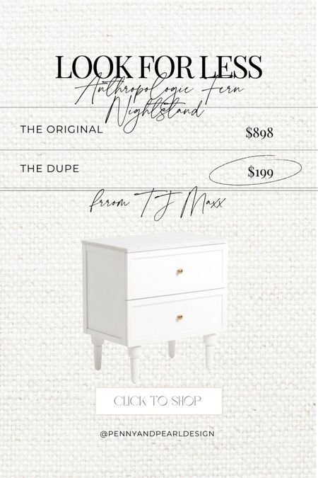 TJ Maxx is coming in HOT with the Anthropologie Fern nightstand dupe! The original is $898 and this lookalike comes with a marble top for $199. Run, don’t walk before these sell out!



#LTKsalealert #LTKhome #LTKstyletip