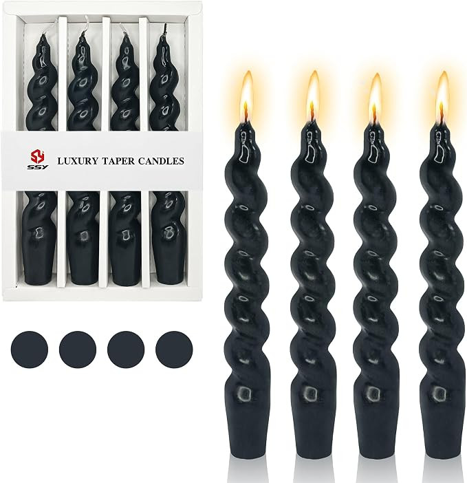 Halloween Candlesticks Spiral Taper Candle,Gedengni 4pcs Black Candle Sticks Short Twisted Candle... | Amazon (US)