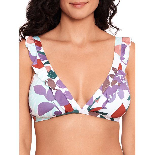 Time and Tru Women's Abstract Floral Swimsuit Bikini Top | Walmart (US)