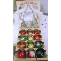 Shiny Brite, Vintage Ornaments, Christmas Boxed Retro Christmas, Decor, Frosted Ornaments | Etsy (US)