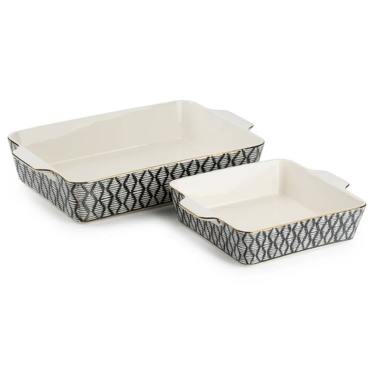 Thyme & Table Stoneware Square & Rectangular Baker, Black & White Geo, 2-Piece Set | Walmart (US)