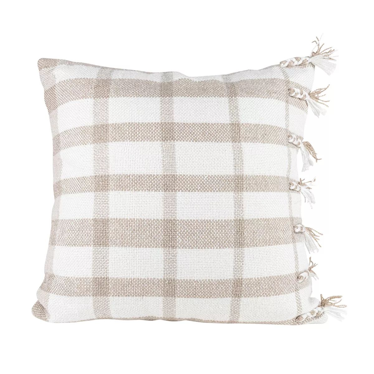 Taupe Wide Plaid 20X20 Hand Woven Filled Outdoor Pillow - Foreside Home & Garden | Target